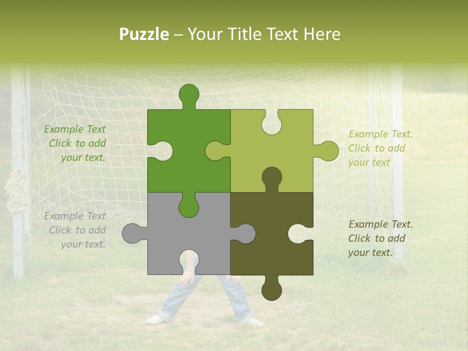 A Young Boy Standing In Front Of A Soccer Goal PowerPoint Template