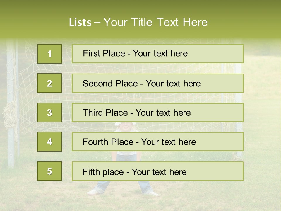 A Young Boy Standing In Front Of A Soccer Goal PowerPoint Template