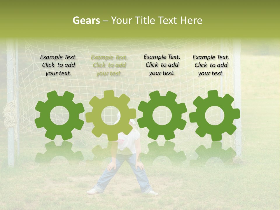 A Young Boy Standing In Front Of A Soccer Goal PowerPoint Template