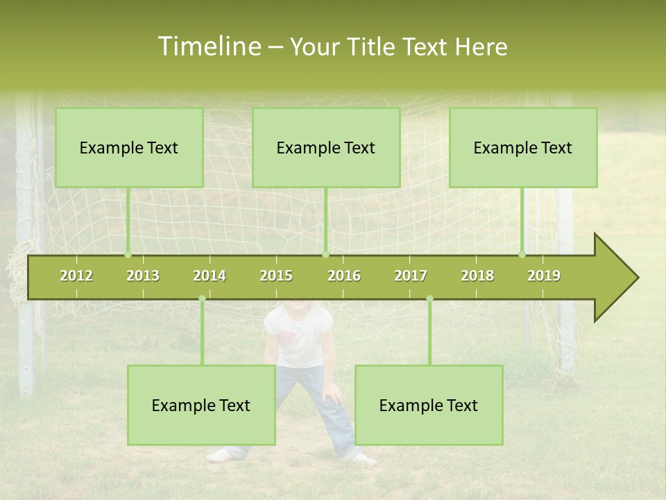 A Young Boy Standing In Front Of A Soccer Goal PowerPoint Template