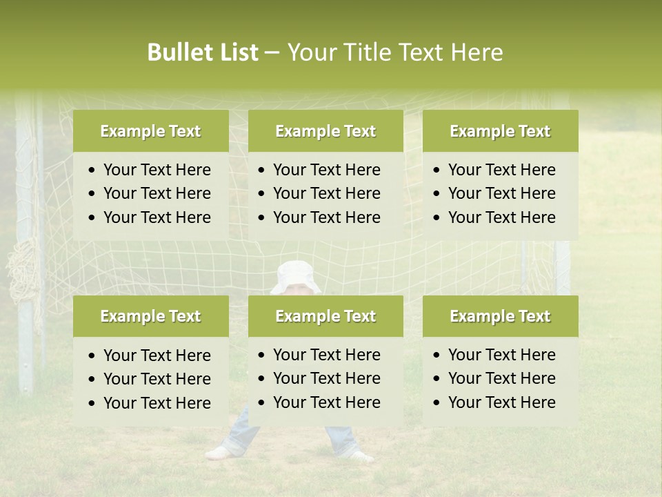 A Young Boy Standing In Front Of A Soccer Goal PowerPoint Template