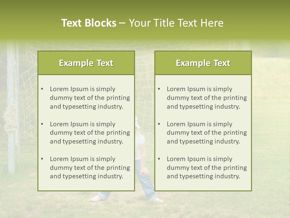 A Young Boy Standing In Front Of A Soccer Goal PowerPoint Template