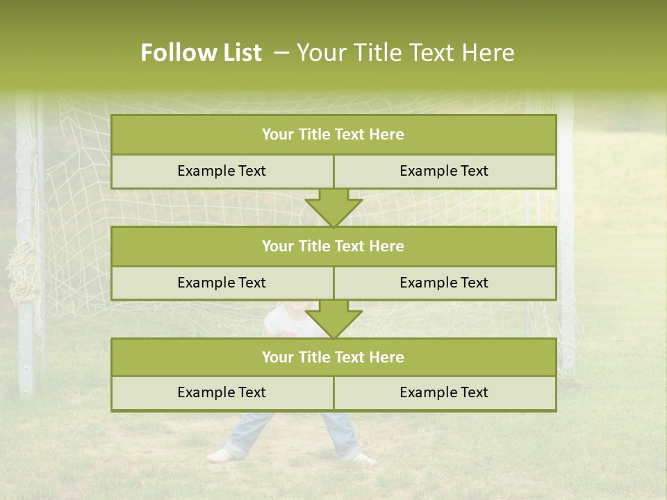 A Young Boy Standing In Front Of A Soccer Goal PowerPoint Template