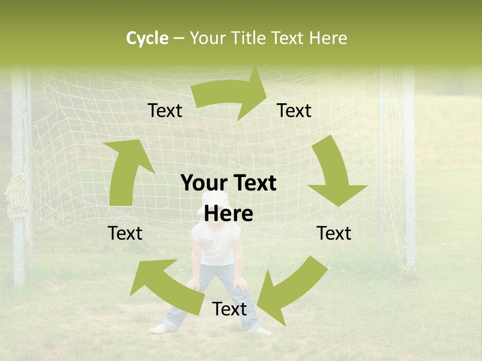 A Young Boy Standing In Front Of A Soccer Goal PowerPoint Template