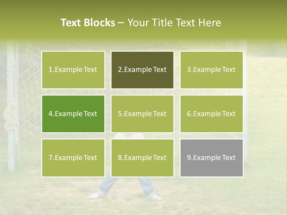 A Young Boy Standing In Front Of A Soccer Goal PowerPoint Template