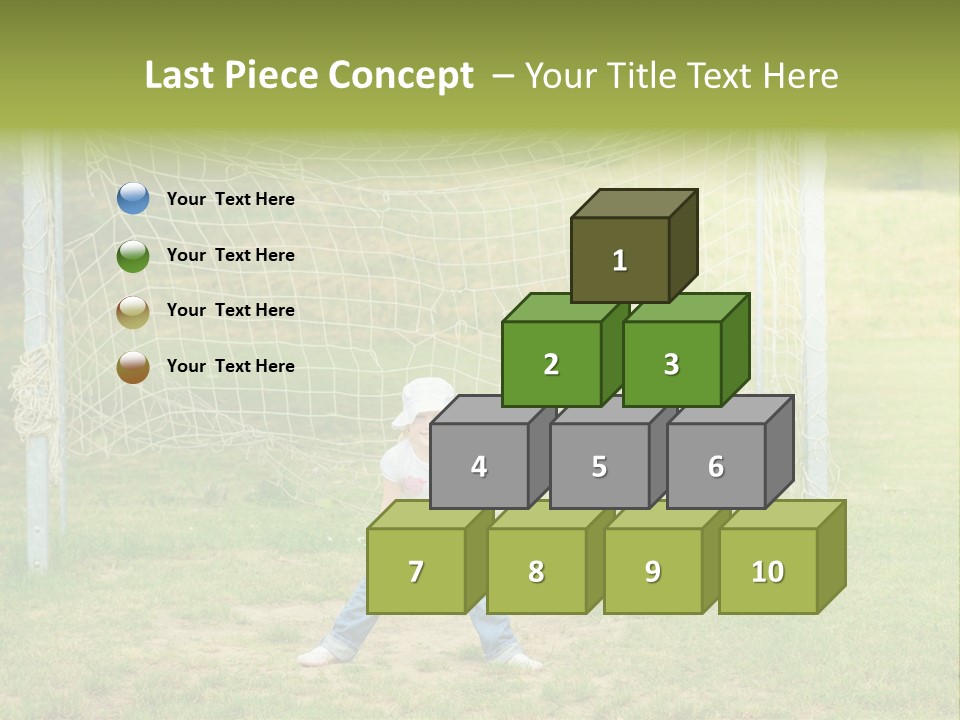 A Young Boy Standing In Front Of A Soccer Goal PowerPoint Template