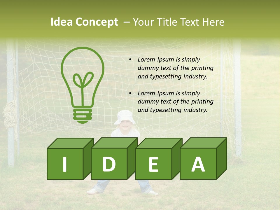 A Young Boy Standing In Front Of A Soccer Goal PowerPoint Template