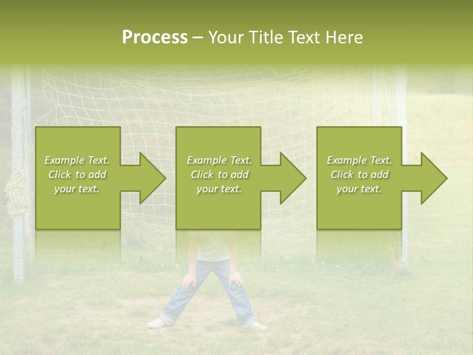 A Young Boy Standing In Front Of A Soccer Goal PowerPoint Template