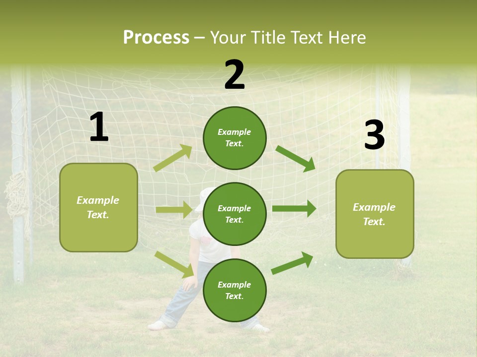 A Young Boy Standing In Front Of A Soccer Goal PowerPoint Template