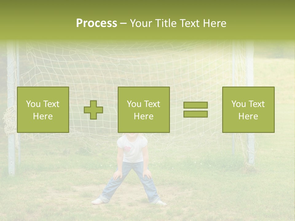 A Young Boy Standing In Front Of A Soccer Goal PowerPoint Template