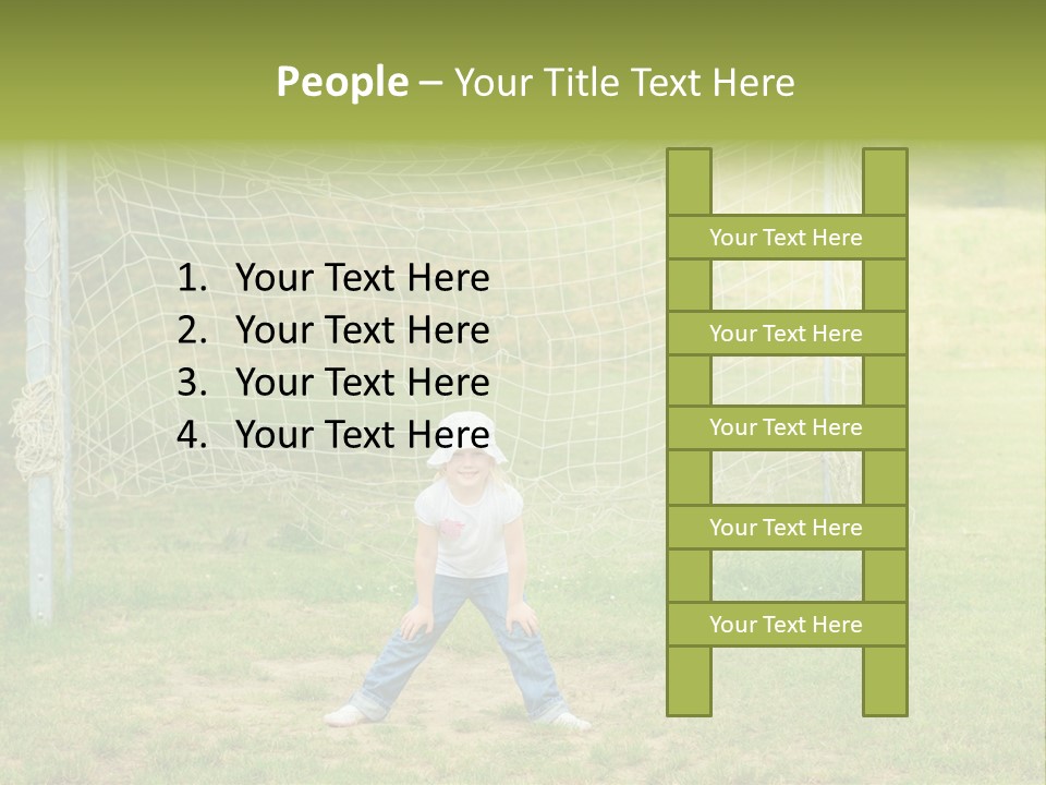 A Young Boy Standing In Front Of A Soccer Goal PowerPoint Template