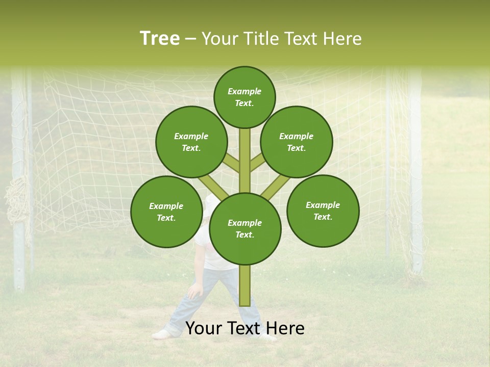 A Young Boy Standing In Front Of A Soccer Goal PowerPoint Template