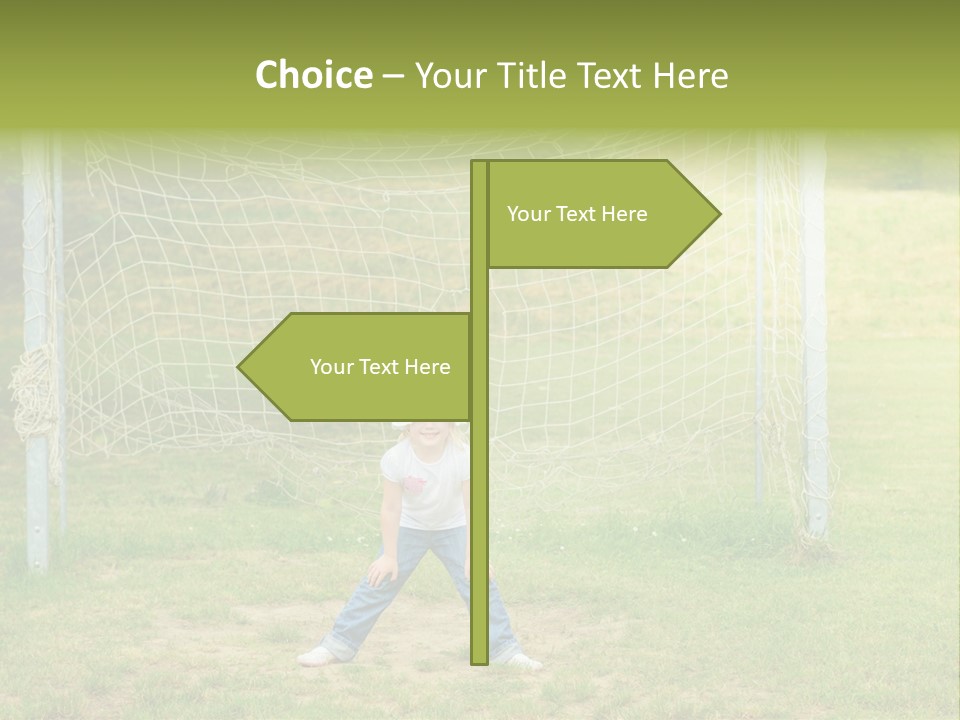 A Young Boy Standing In Front Of A Soccer Goal PowerPoint Template