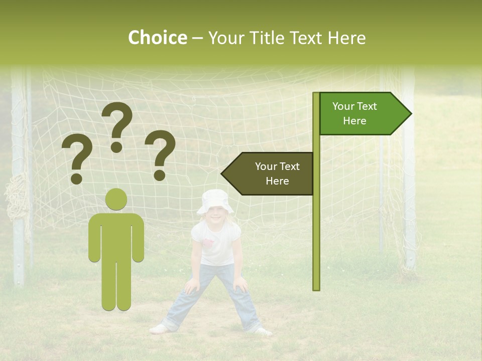 A Young Boy Standing In Front Of A Soccer Goal PowerPoint Template