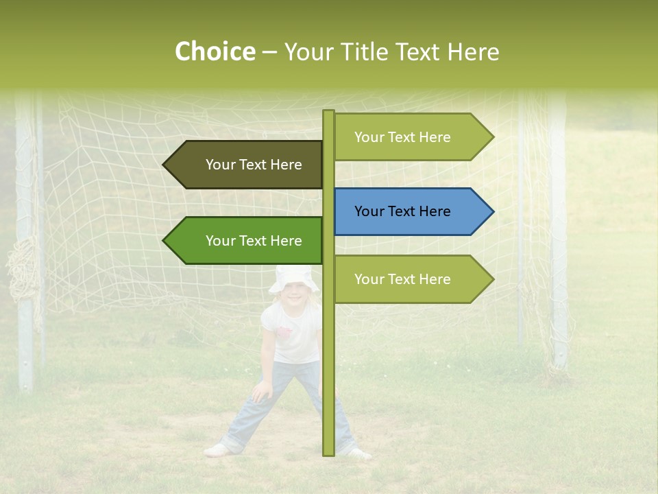 A Young Boy Standing In Front Of A Soccer Goal PowerPoint Template
