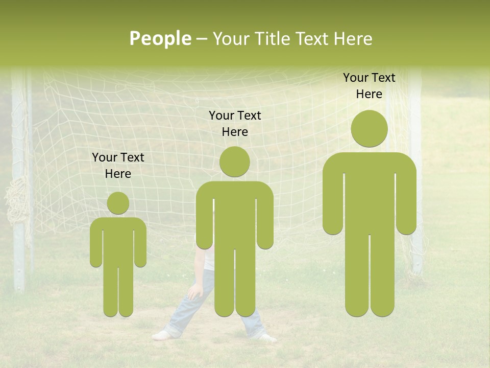 A Young Boy Standing In Front Of A Soccer Goal PowerPoint Template