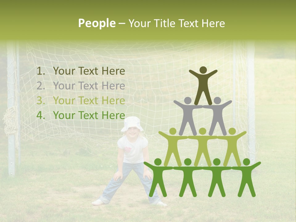 A Young Boy Standing In Front Of A Soccer Goal PowerPoint Template