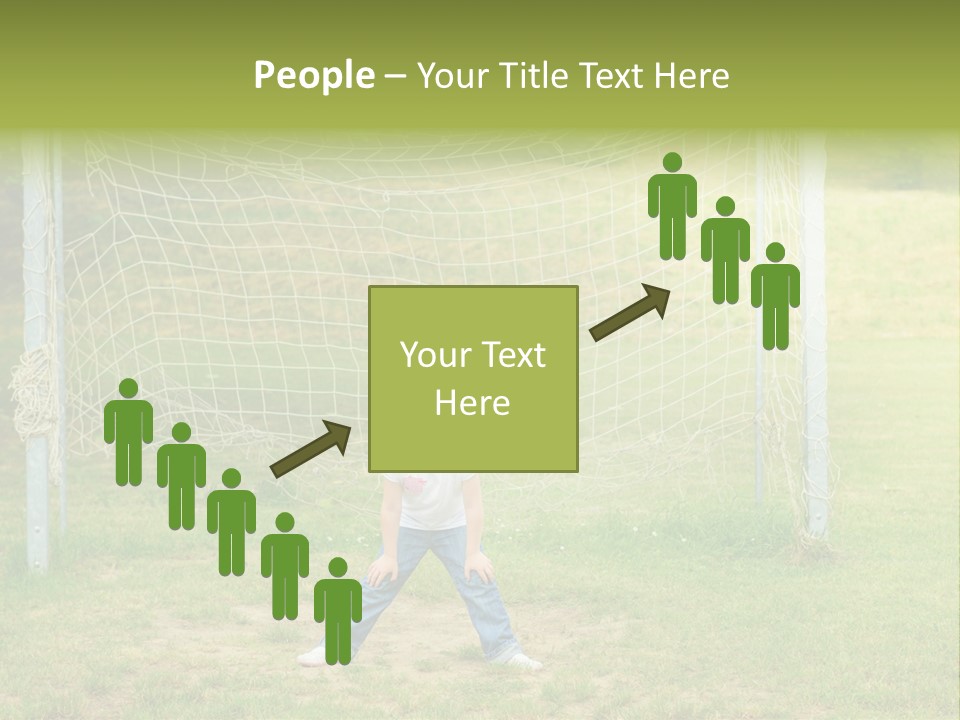 A Young Boy Standing In Front Of A Soccer Goal PowerPoint Template
