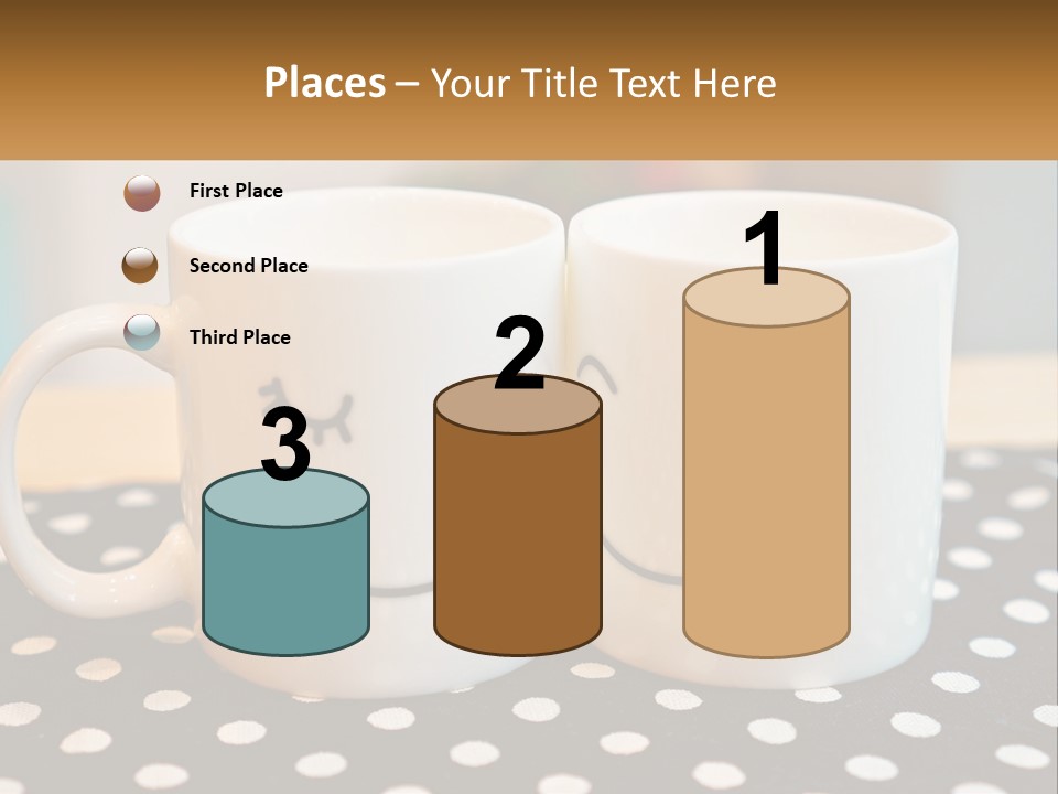 Two Coffee Mugs With Faces Drawn On Them PowerPoint Template