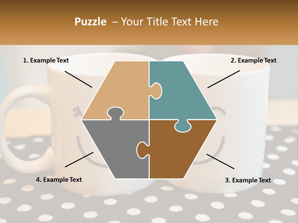 Two Coffee Mugs With Faces Drawn On Them PowerPoint Template
