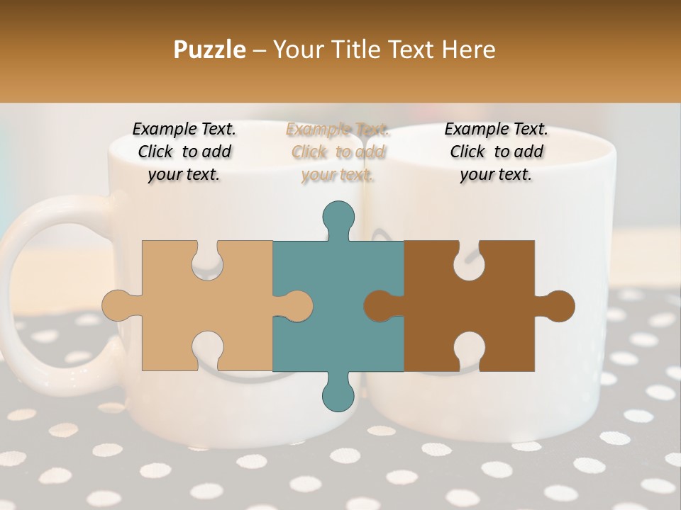 Two Coffee Mugs With Faces Drawn On Them PowerPoint Template