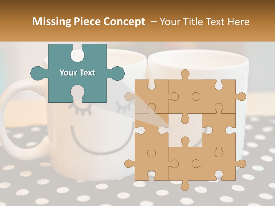 Two Coffee Mugs With Faces Drawn On Them PowerPoint Template