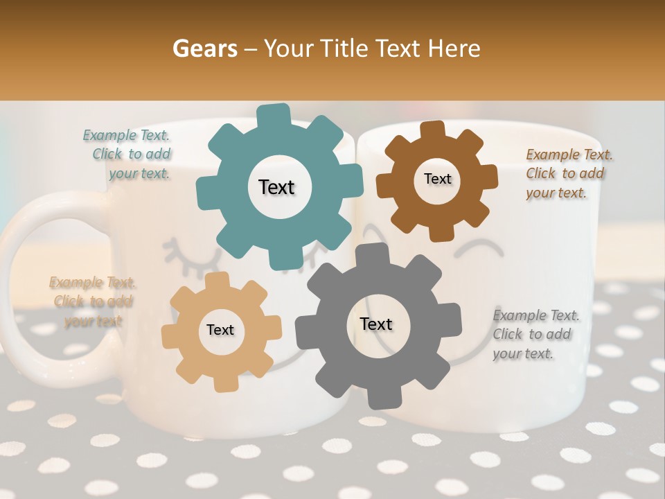 Two Coffee Mugs With Faces Drawn On Them PowerPoint Template