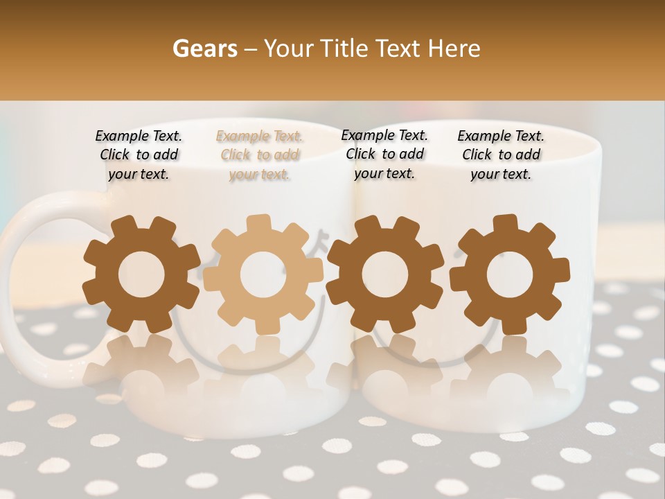 Two Coffee Mugs With Faces Drawn On Them PowerPoint Template