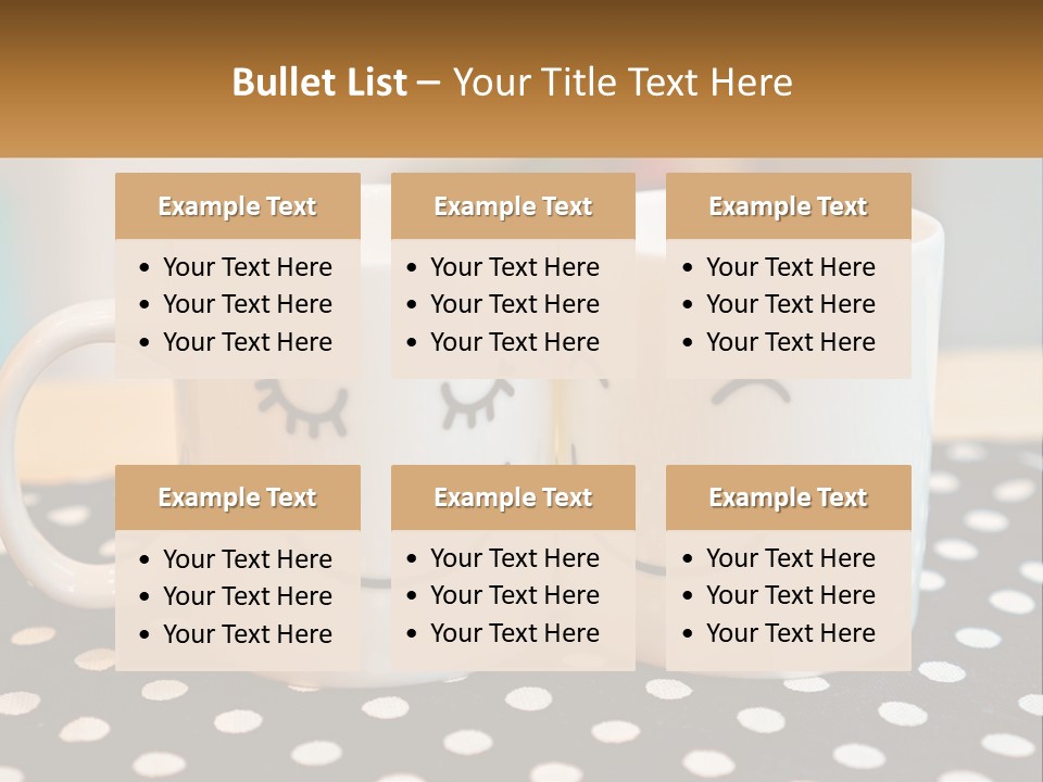 Two Coffee Mugs With Faces Drawn On Them PowerPoint Template