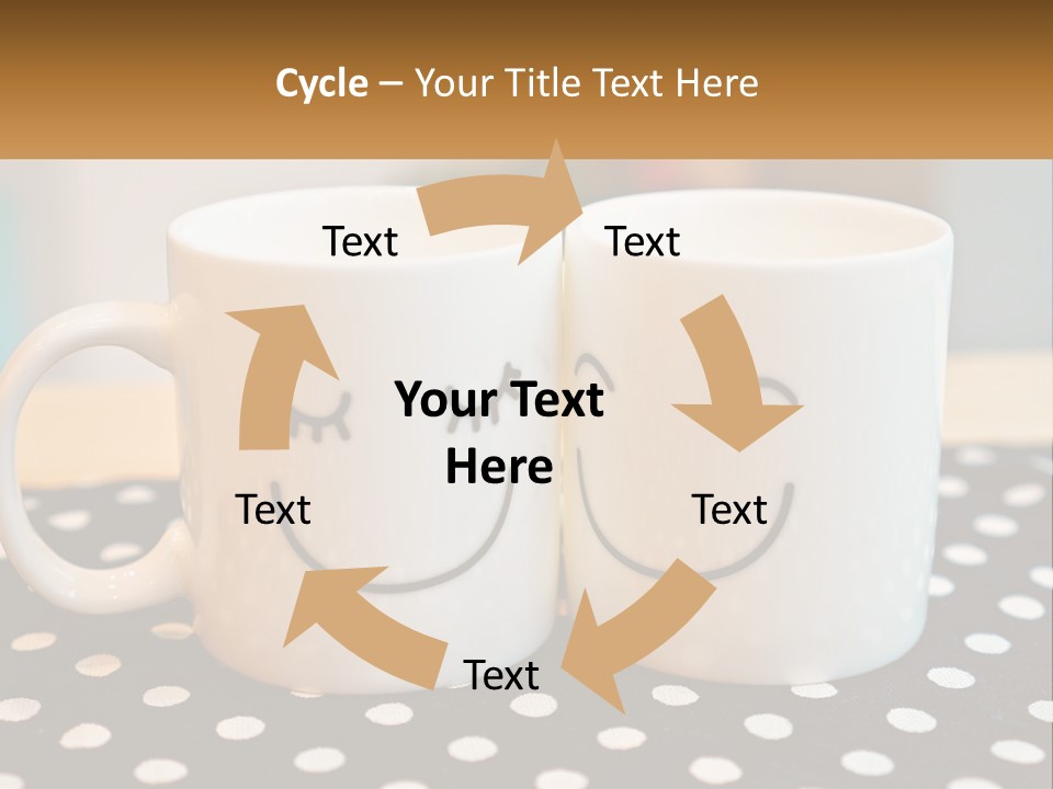 Two Coffee Mugs With Faces Drawn On Them PowerPoint Template