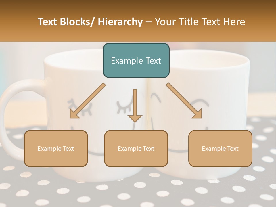Two Coffee Mugs With Faces Drawn On Them PowerPoint Template