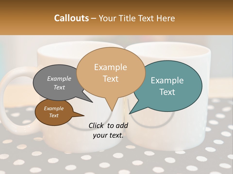 Two Coffee Mugs With Faces Drawn On Them PowerPoint Template