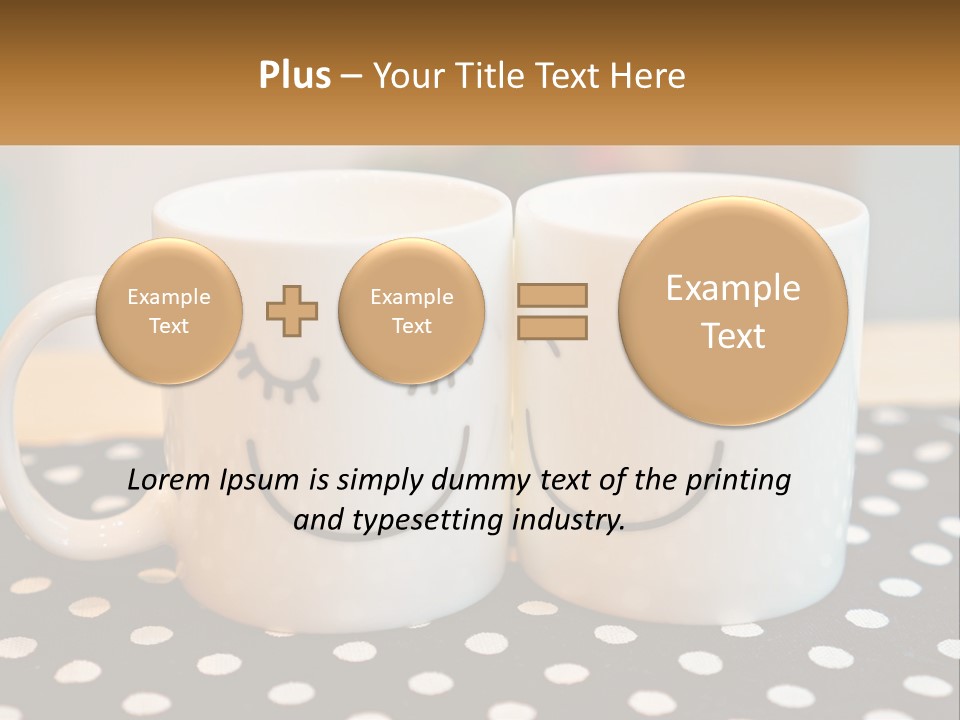 Two Coffee Mugs With Faces Drawn On Them PowerPoint Template