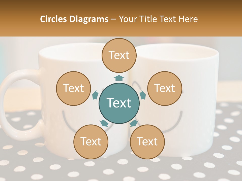 Two Coffee Mugs With Faces Drawn On Them PowerPoint Template