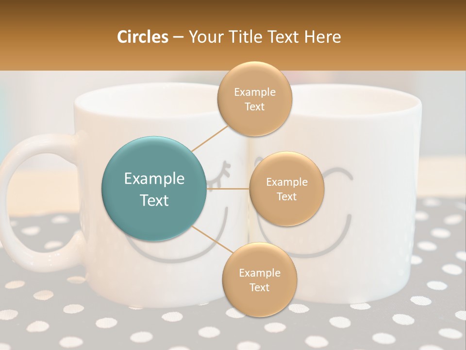Two Coffee Mugs With Faces Drawn On Them PowerPoint Template