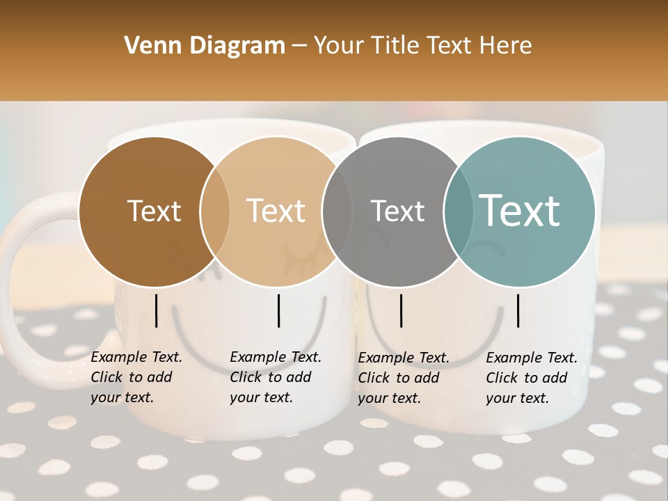 Two Coffee Mugs With Faces Drawn On Them PowerPoint Template