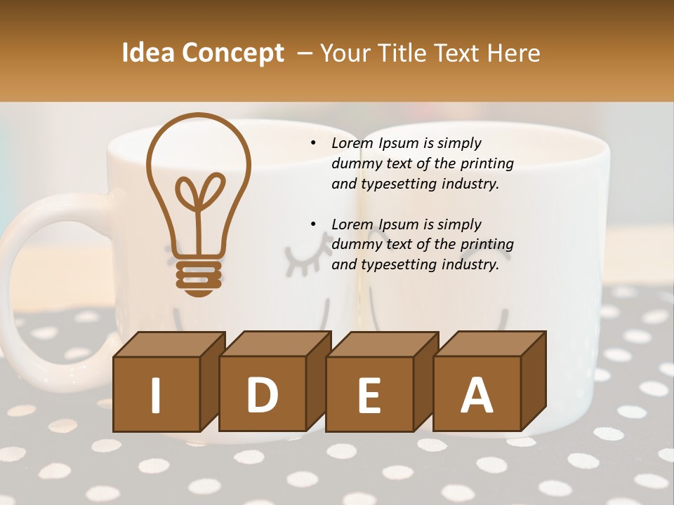 Two Coffee Mugs With Faces Drawn On Them PowerPoint Template
