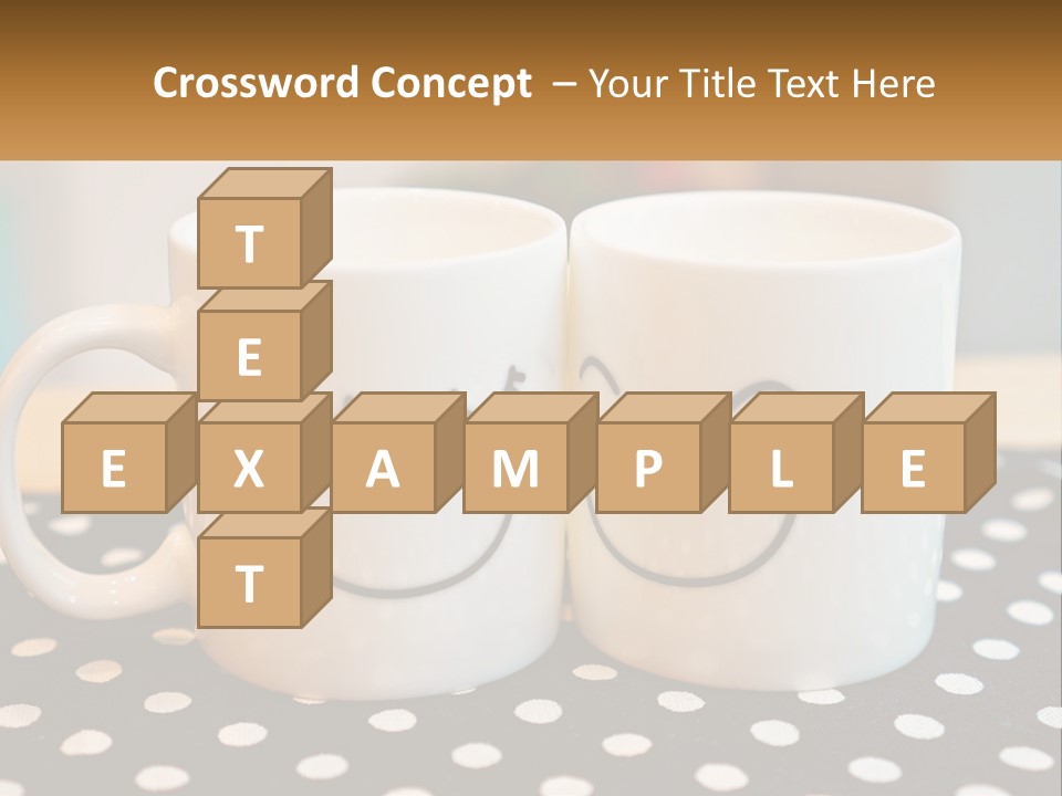 Two Coffee Mugs With Faces Drawn On Them PowerPoint Template