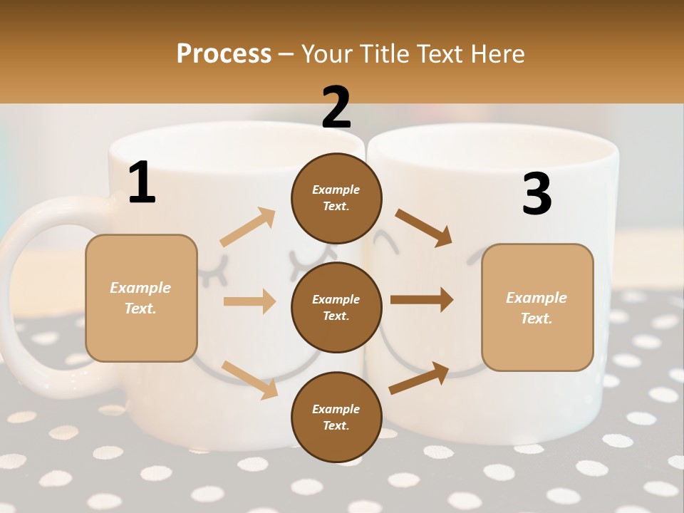 Two Coffee Mugs With Faces Drawn On Them PowerPoint Template