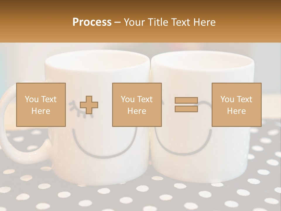 Two Coffee Mugs With Faces Drawn On Them PowerPoint Template