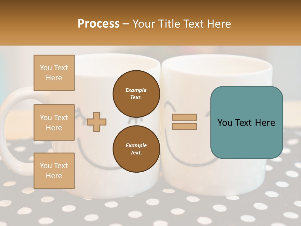 Two Coffee Mugs With Faces Drawn On Them PowerPoint Template