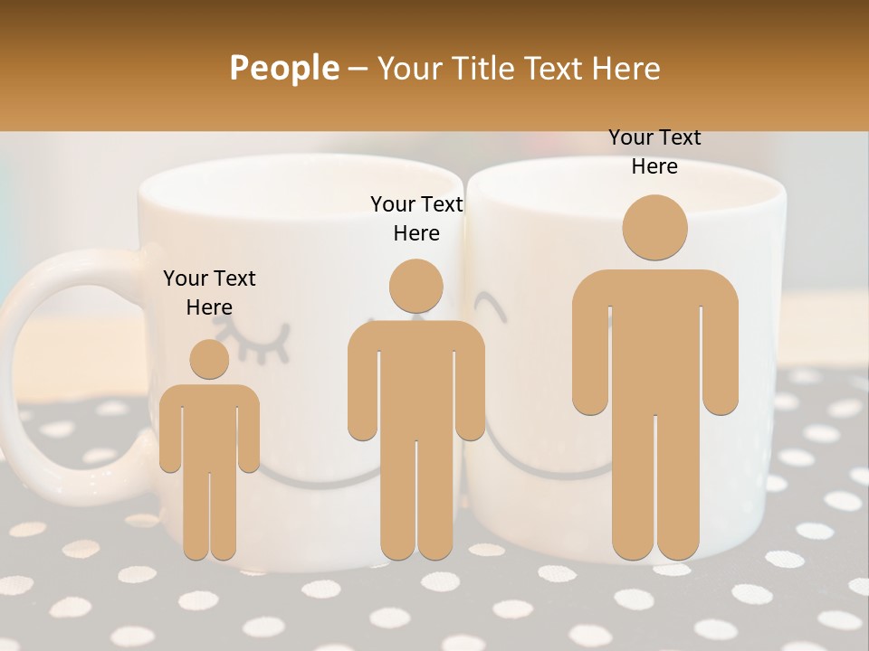 Two Coffee Mugs With Faces Drawn On Them PowerPoint Template