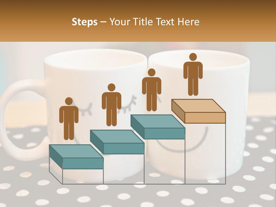 Two Coffee Mugs With Faces Drawn On Them PowerPoint Template