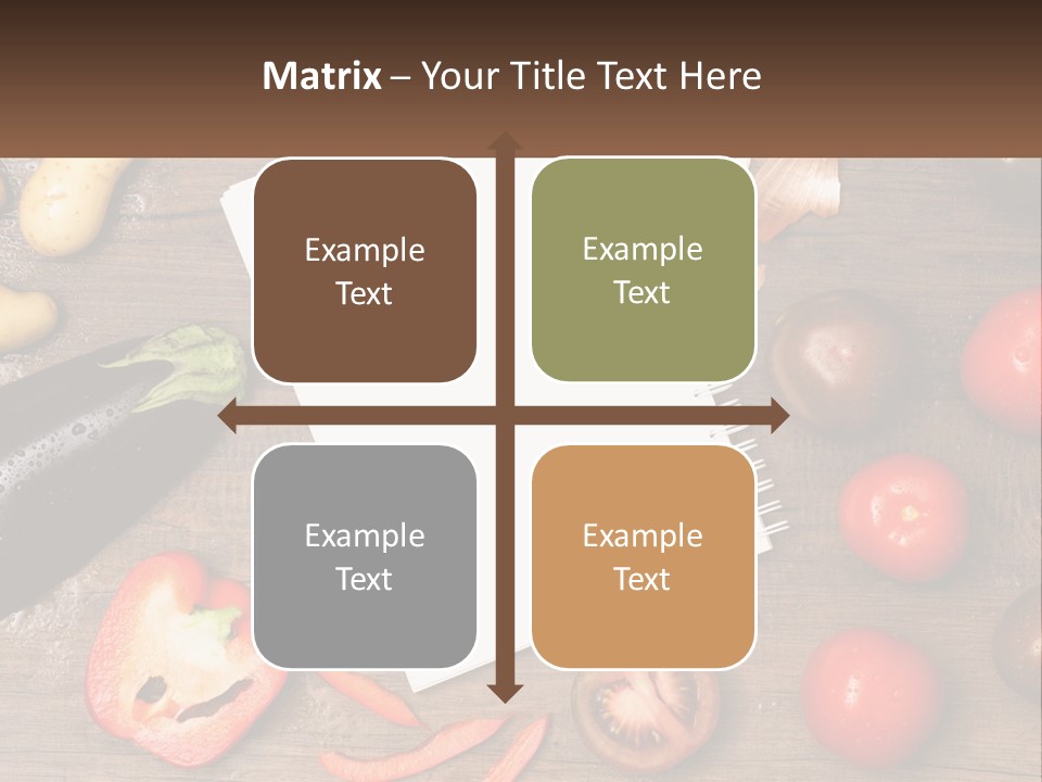 A Table With A Notebook And Vegetables On It PowerPoint Template