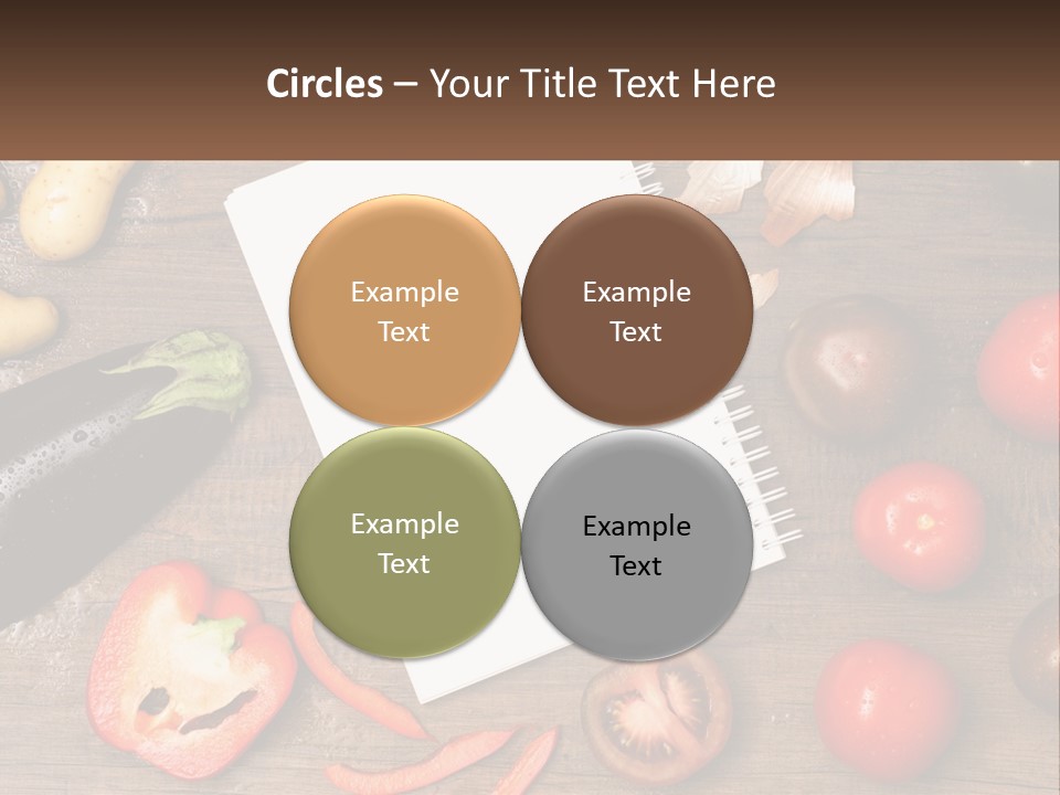 A Table With A Notebook And Vegetables On It PowerPoint Template