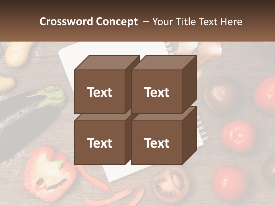 A Table With A Notebook And Vegetables On It PowerPoint Template