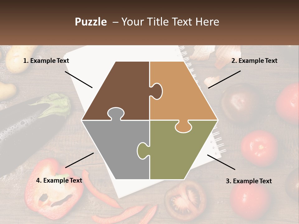 A Table With A Notebook And Vegetables On It PowerPoint Template
