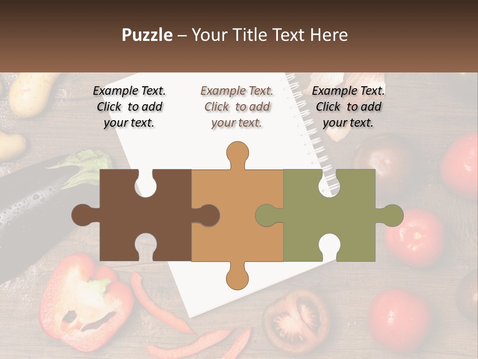 A Table With A Notebook And Vegetables On It PowerPoint Template