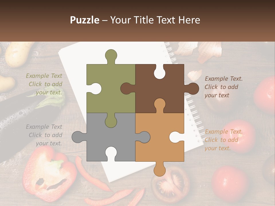 A Table With A Notebook And Vegetables On It PowerPoint Template