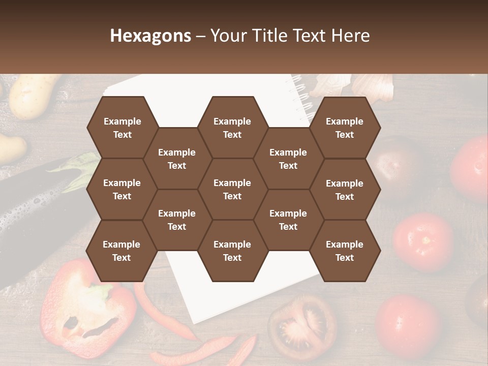 A Table With A Notebook And Vegetables On It PowerPoint Template